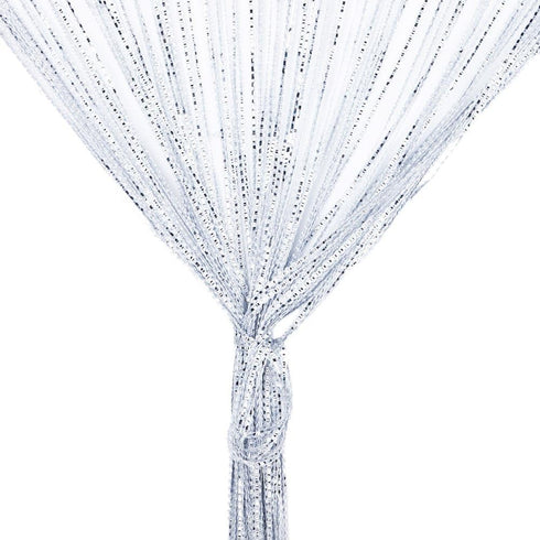 Door String Curtain, Wall Panel Fringe Window Room Divider Blind, Home Patio Bedroom Decorative Tassel Screen Ribbon Strings Strip Silver Thread S...