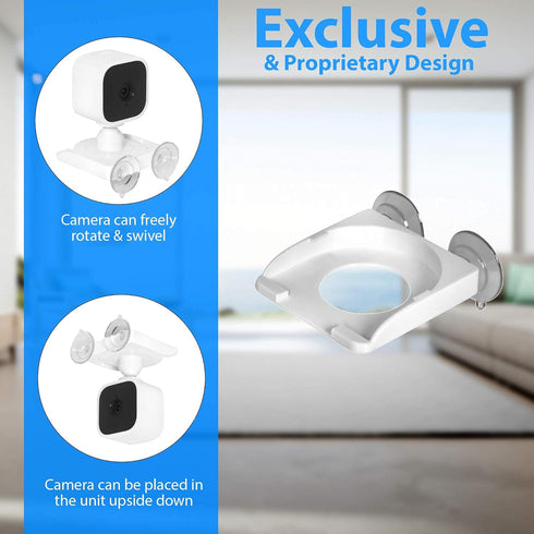 Blink Mini Compatible Secure Suction Mount Bracket with Dual Suction Cups Allows 360 Swivel – Affixes to Stainless Steel, Window Glass, Mirror and...