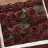 Artificial Flowers 25pcs Real Looking Burgundy Foam Fake Roses with Stems for DIY Wedding Bouquets White Bridal Shower Centerpieces Arrangements M...