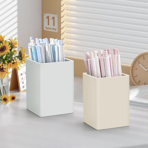 Pen Holder for Desk,Nordic Elegance Square Silicone Pencil Holder Soft Minimalist Desk Pen Cup Stand Waterproof Multifunctional Office Supplies fo...