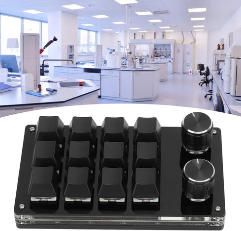 12 Key Mini Keyboard One Handed Mechanical Gaming Keyboard, Multifunctional Shortcut Programmable Macro Keyboard with Button for Vista Macos (Blac...