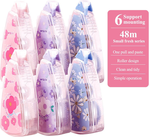 M&G 6 Pack Double Sided Glue Tape Roller, 48M/157 FT Scrapbook Tape Supplies, Glue Tape Double-Sided Adhesive Tape Runner for Scrapbooking School ...