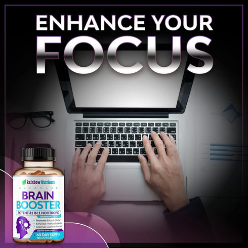 40-in-1 Brain Booster Supplements for Memory, Focus, Clarity, Energy, Performance | Natural Nootropic Brain Support Supplement with DMAE, Bacopa M...