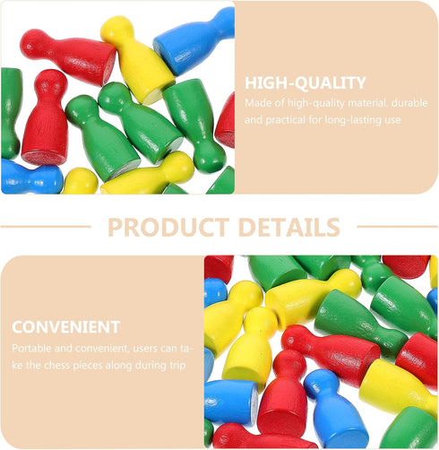 NUOBESTY Wooden Chess Board 48pcs Wooden Chess Pieces Multicolor Checkers Pieces Wooden Pawn Chess Pieces Figurine Pawns Wooden Replacement Chess ...