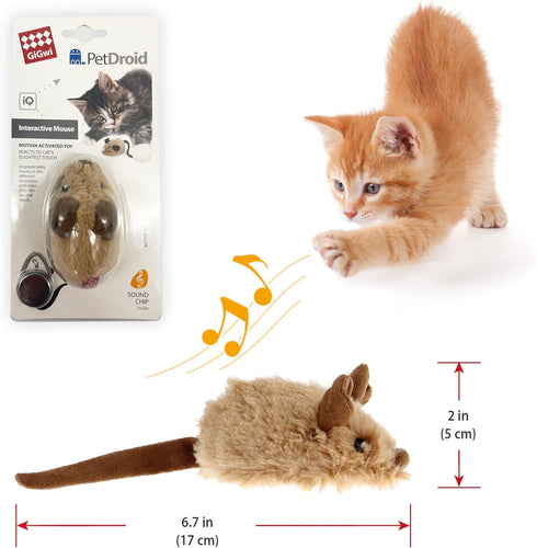 Gigwi Interactive Cat Toy Mouse, Moving Automatic Cat Toys Mice Electronic with Furry Tail, Automatic Squeaky Cat Toys for Kitten Indoor/Outdoor E...