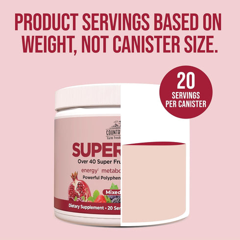 COUNTRY FARMS Super Reds, Energizing Polyphenol Superfood, 48 Super Fruits and Berries, Powerful Antioxidants and Polyphenols, Supports Energy, 20...