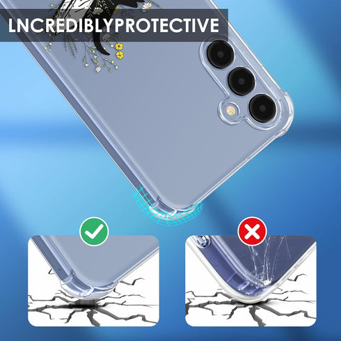 Buleens for Samsung Galaxy A15 5G Phone Case 6.5 Inch - Clear Flexible TPU Women Cute Girls Protection Phone Cover Slim Fit Shockproof Fun Girly C...