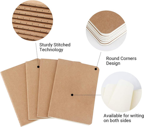 EUSOAR Blank Memo Scratch Pads, 24 Pack A6 3.9" x 5.5" 60 Pages Softcover Kraft Notebook, Mini Notebook Unlined, Travel Journal Notepad Set Bulk, ...