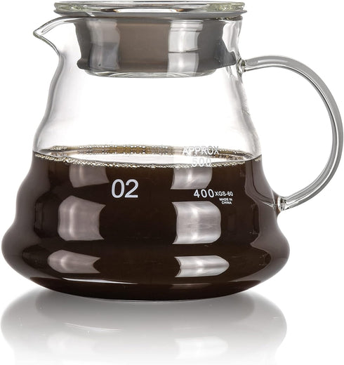 Vdomus Pour Over Coffee Maker - 500ml Glass Coffee Pot - Portable Dripper - 5''H French Style Manual Coffee Brewer with Strainer (Without Stainles...