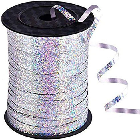 BEISHIDA 500 Yards Silver Ribbon Curling Crimped, Balloon String Shiny Metallic Roll for Gift Wrapping Ribbon for Birthday Party Festival Art Craf...
