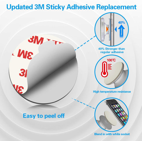 volport 8 Pack Sticky Adhesive Replacement for Socket Stand, 1.4 Inch Pops 3M Circle Heat Resistant Double Sided Clear White High Bond Tape Extra ...