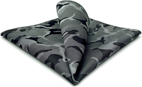 SHLAX&WING Unique Grey Pocket Square for Men Camo Camouflage 12.6 inches...