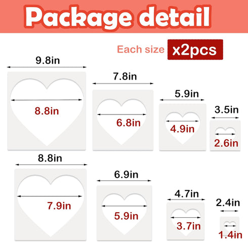 Heart Stencils for Painting on Wood,16 Pcs Plastic Large to Small Different Sizes Heart Templates for Drawing and Crafts,Spraying on Wall-Reusable...