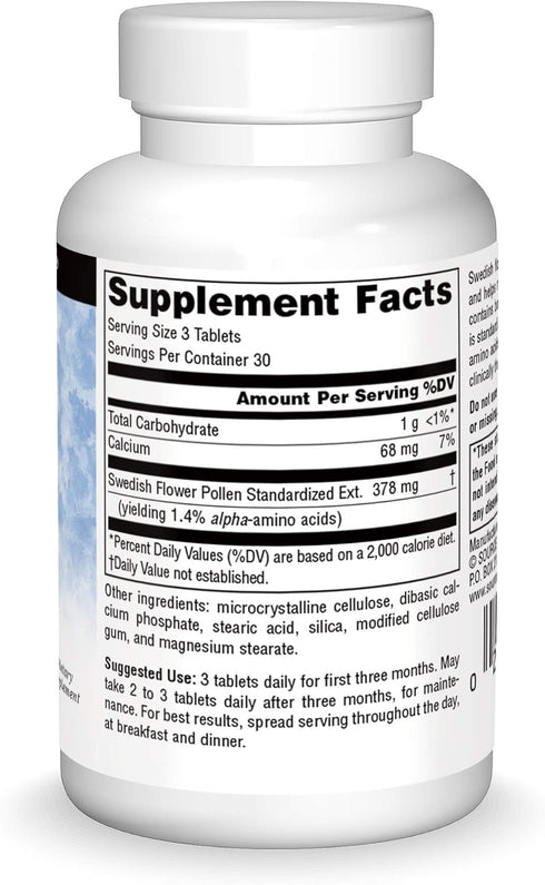 Source Naturals Swedish Flower Pollen Extract Supplement - 90 Tablets...