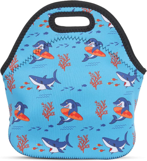 Violet Mist Neoprene Lunch Bag Washable Shark lunch HandBags Tote Reusable Thermal Insulated Lunch Bags Cooler Lighweight lunch bag for Men Work P...