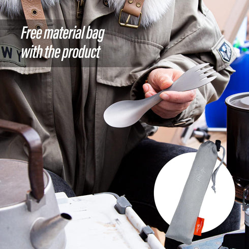 TiTo Titanium Spork 2-in-1 Spoon,Fork and Knife Lightweight Camping Utensil,Eco-Friendly Flatware for Outdoor Traveling,Hiking,Backpacking and Pic...