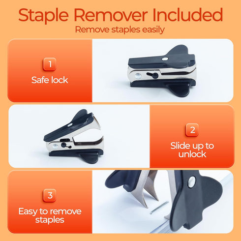 M&G Effortless Desktop Stapler 50 Sheet Capacity, One Finger Stapling, Includes 1000 Staples and Staple Remover, Portable Space Saving Stapler for...