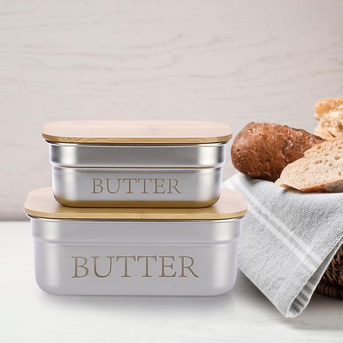 Butter Dish with Lid for Countertop, Stainless Steel Butter Holder Container with Silicone Sealing, Butter Keeper for Kitchen, Holds 1 Stick West ...
