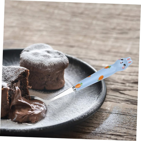 4pcs Bunny Dessert Spoon Stir Bar Espresso Spoons Bunny Ice Cream Spoons Asian Soup Spoons Serving Spoons Stainless Steel Rabbit Design Spoons Chi...