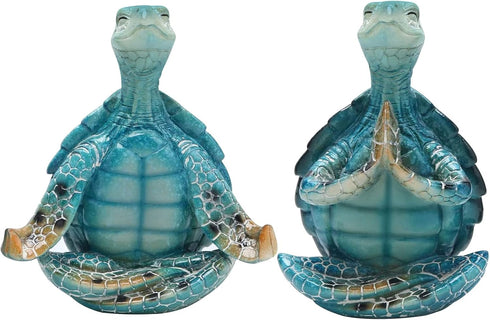 Meditating Turtle Figurine, Sea Turtle Yoga Statue Sea Turtle Meditation Home Decor, Zen Yoga Resin Sea Turtle Figurine Garden Statue, Indoor/Outd...