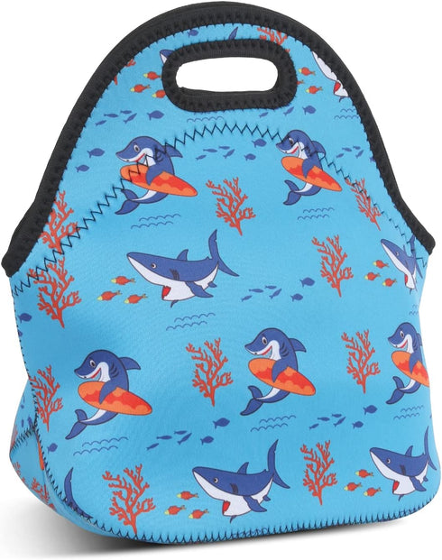 Violet Mist Neoprene Lunch Bag Washable Shark lunch HandBags Tote Reusable Thermal Insulated Lunch Bags Cooler Lighweight lunch bag for Men Work P...