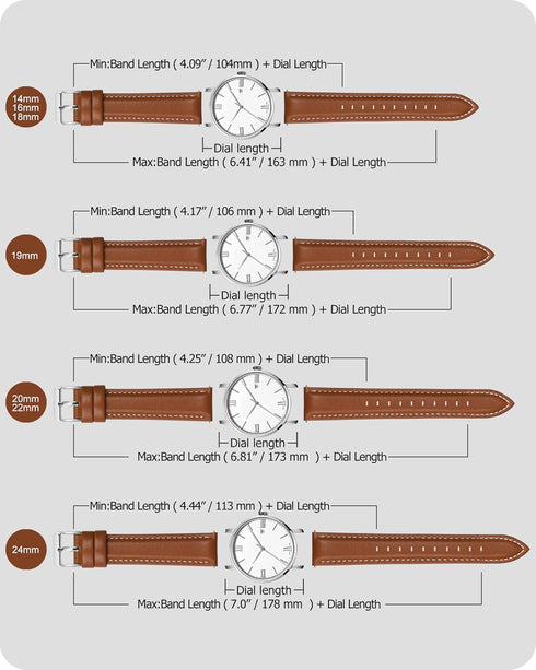 12 Colors for Quick Release Leather Watch Band, Fullmosa Axus Genuine Leather Watch Strap,Brown,22mm...
