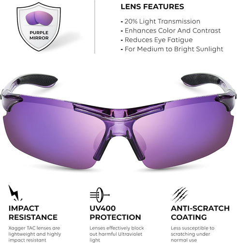 Xagger Polarized Wrap Around Sport Sunglasses for Men Women UV400 Baseball Softball Glasses...
