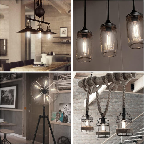 E26 LED Bulb 6W Dimmable, LED Light Bulbs Daylight 5500K E26 Edison Bulb, 700lm Equal 60 Watt AC120V 5 Inch, T10 Led Bulb Tubular for Rustic Penda...