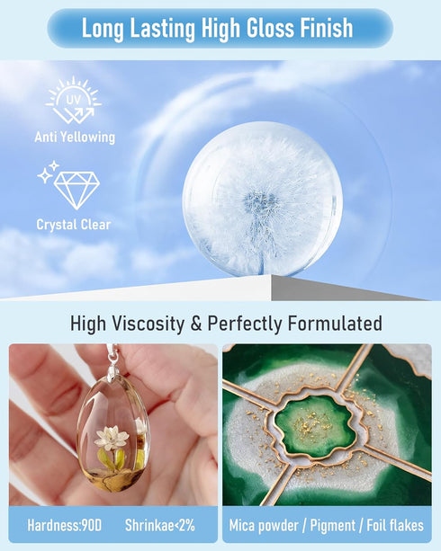 Nicpro UV Resin 200g, 2 PCS Crystal Clear UV Glue Hard, High Viscosity & Quick Curing UV Epoxy Resin Kit for Jewelry Making, Craft, Doming, Coatin...