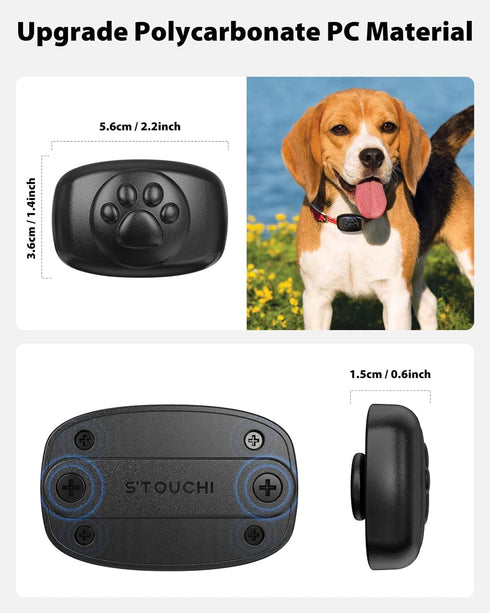 Upgraded Airtag Dog Collar Holder Mount, Stouchi IPX8 100% Waterproof AirTag Pet Harness Case Anti-Lost Premium PC Lightweight Fits All Widths Col...