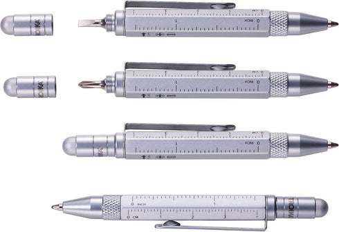 Troika Multitasking Ballpoint Pen (Small), Centimeter/Inch Ruler, Slotted/Phillips Screwdriver, Stylus (Yellow), Black Refill, Includes 2 Refills,...