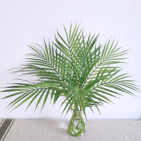 Artificial Areca Palm Leaves, 8 Pcs Faux Tropical Palm Tree Leaves Stems for Floral Arrangement, Hawaiian Luau, Jungle Beach Wedding Party Decor, ...
