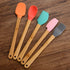 KSENDALO Small Spatulas for Kitchen Use,Silicone Mini Spatula Small Rubber Scraper Heat Resistant Tiny Spatula for Baking Cookie with Bamboo Handl...