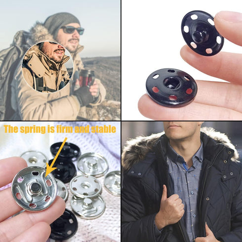 12 Sets Metal Sew on Snap Buttons 25mm Dia Snaps Fasteners Press Studs Buttons for Sewing Clothing (Black and Silver)...