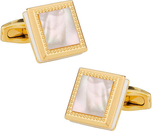 Gold Mother of Pearl Square Cufflinks with Presentation Box...