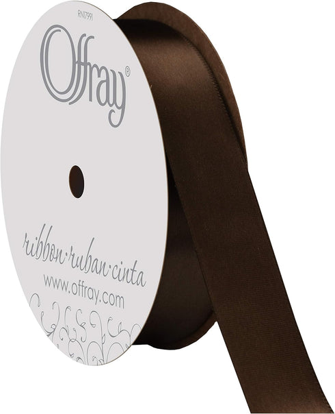 Berwick Offray 7/8" Wide Double Face Satin Ribbon, Brown, 20 Yards...