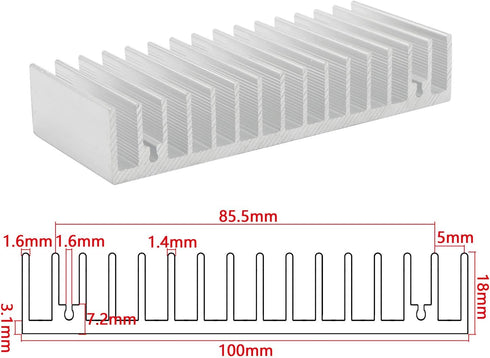 White Tone Aluminium Radiator Heatsinks Cooler Fin Aluminum Heat Sink for Power Amplifier Transistor 40mm x 100mm x 18mm (Pack of 4)...