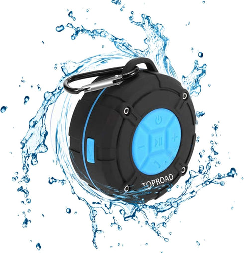 Portable Shower Speaker, IPX7 Waterproof Wireless Outdoor Speaker with HD Sound, 2 Suction Cups, Built-in Mic, Hands-Free Speakerphone for Bathroo...