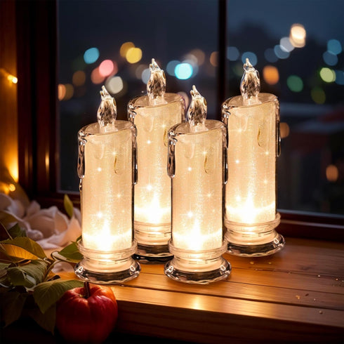 4PCS White LED Candles (D:2.5" x H:7"),LED Flameless Pillar Candles,Battery Operated Fake Candles, Velas Artificiales Para Decoracion for Valentin...