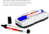 SIRDAS Whiteboard Eraser and Dry Erase Marker Set, Integrated Blue & Black Bullet Tip Markers, Low Odor, Quick-Drying for Classroom, Office, and H...
