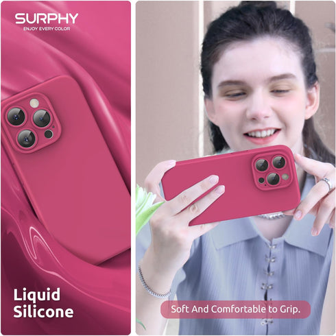 SURPHY Designed for iPhone 15 Pro Case Compatible with MagSafe (6.1 inch 2023), with 2 Pack Screen Protector, Liquid Silicone Phone Case (Camera P...