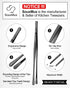 2 Pcs 12-inch Cooking Tweezers Tongs Precision Serrated Tips, Stainless Steel Professional Chef Tweezer Kitchen Tools for BBQ, Plating and Serving...