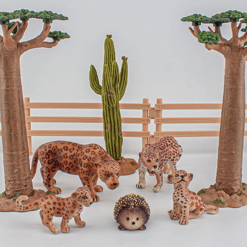 Leopard Figure Panther Figurine 5PCS Realistic Cheetah Toys Baby Leopard Figurine Hedgehog Figure Collectible for Boys and Girls Cake Toppers Chri...