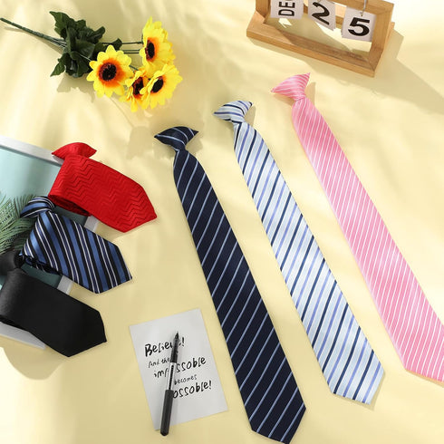 Janmercy 6 Pcs Clip on Tie for Men Clip on Easy Necktie Striped Solid Plaid Dots Mixed Lot Tie for Office School, 20 Inch (Stripe Style)...
