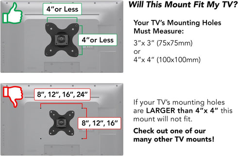 Mount-It! Small TV Monitor Wall Mount Arm | VESA Wall Mount Bracket | Fits 19 20 21 22 23 24 25 26 27 Inch Display Screens | 75 100 VESA and RV Co...