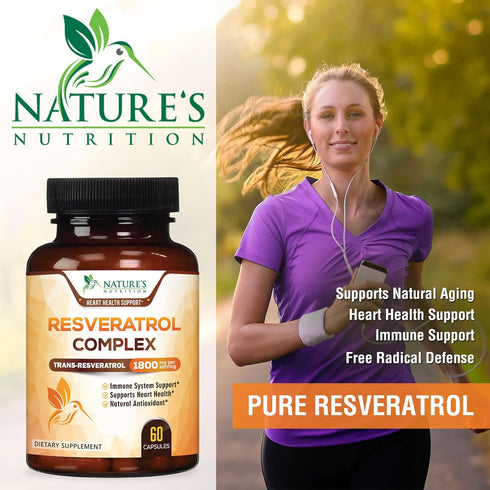 Resveratrol 1800mg Per Serving - Potent Antioxidants for Immune Support - Extra Strength Trans-Resveratrol Supplement Supports Healthy Aging & Hea...