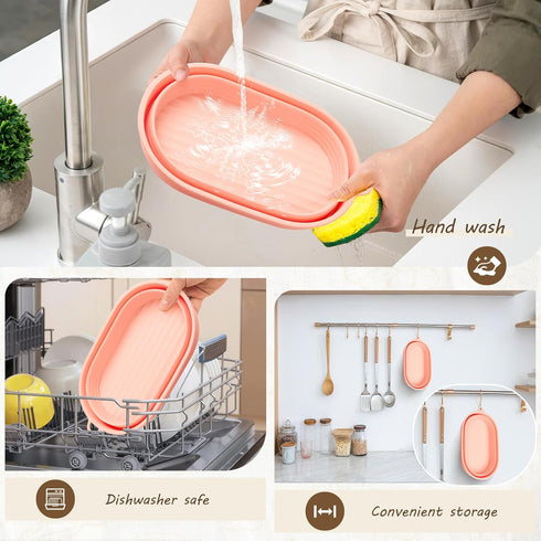 Silicone Bread Proofing Basket - 10 inch Oval Sourdough Bread Baking Basket with Capacity Scale, Collapsible Bread Bowls Silicone Proofing Baskets...