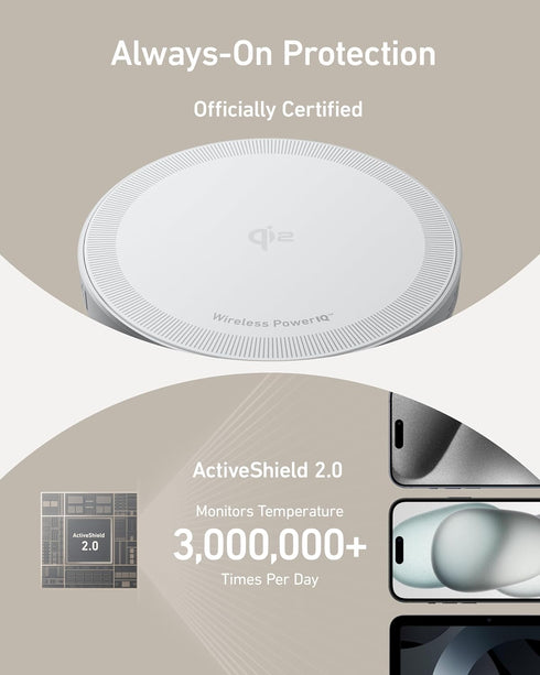Anker MagSafe Charger Compatible, MagGo Magnetic Wireless Charger (Pad), Qi2 Certified 15W Wireless Charger, for iPhone 15/15 Plus/15 Pro/15 Pro M...