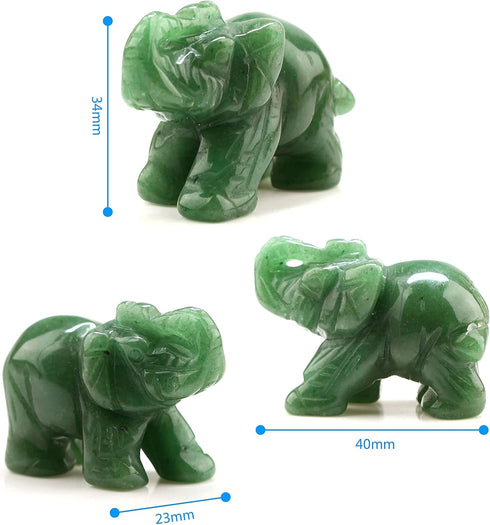Carved Healing Crystals Gemstones Elephant Statue Figurine Collectible Decor 1.5 inches (Mix 6pcs)...