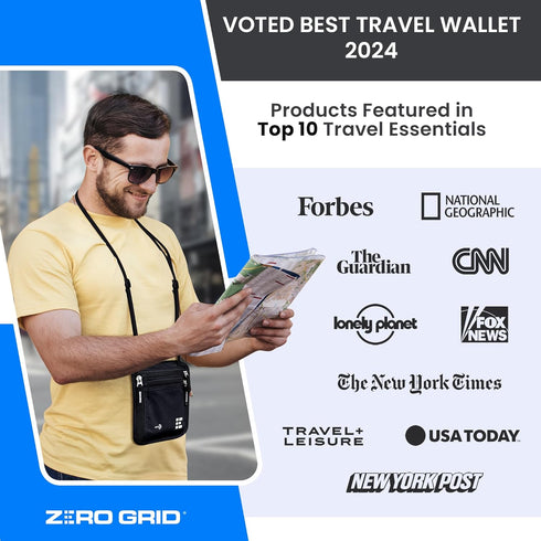 Neck Wallet for Travel & Passport Holder with RFID Blocking - Slim & Easy to Conceal Nylon Travel Pouch for men & women - Holds Phone, Cash, Cards...